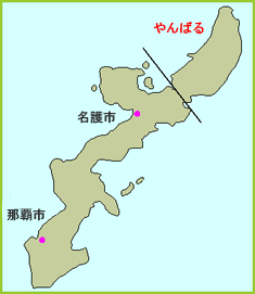 やんばるの大まかな位置のイメージ図