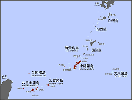 琉球列島の地図